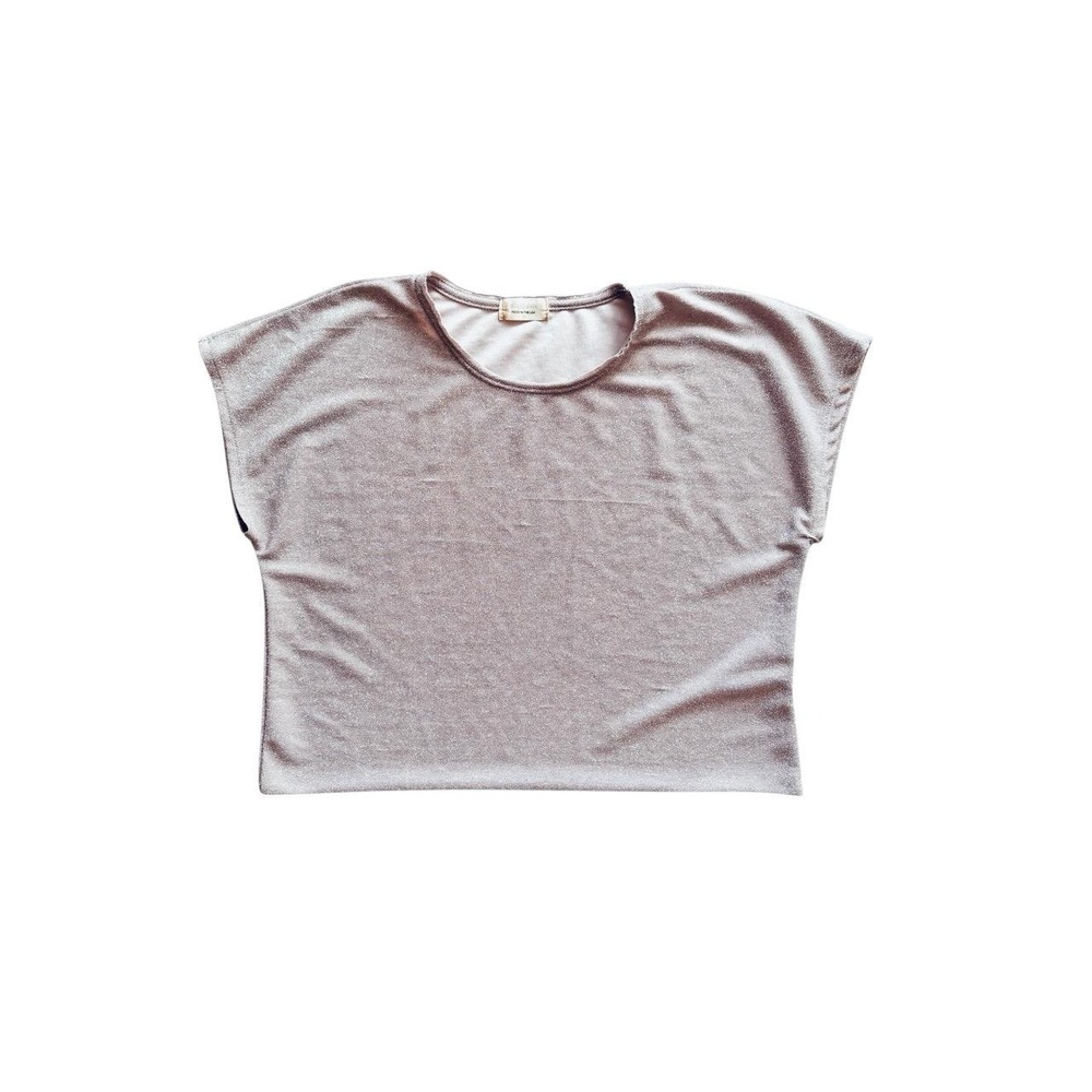 Altar'd State Womens Size M Dusty Pink Sparkle Stretch Crop Top Raw Hem